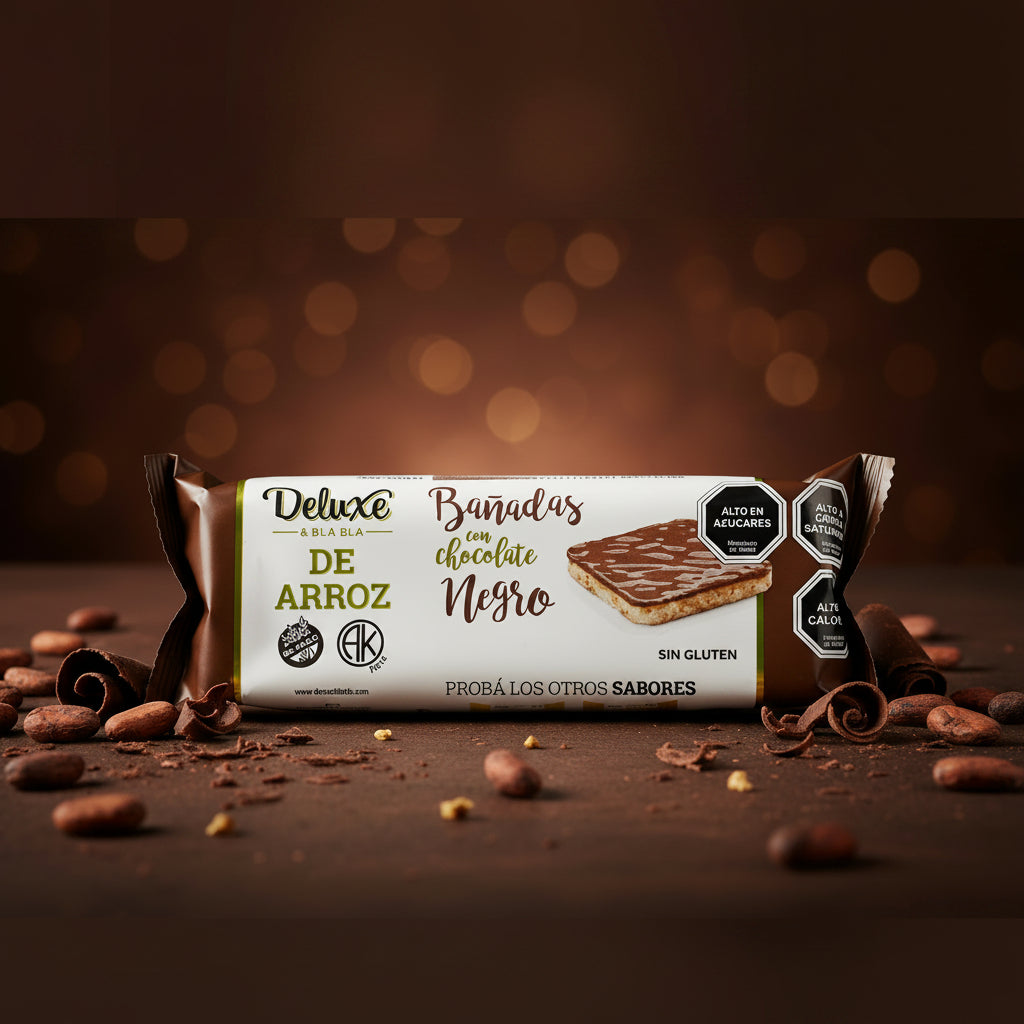 GALLETAS DE ARROZ CUBIERTAS EN CHOCOLATE NEGRO SIN GLUTEN 115g