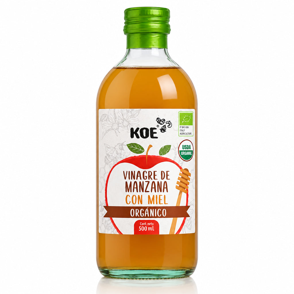 KOE VINAGRE DE MANZANA CON MIEL ORGANICO SIN GLUTEN 500ML
