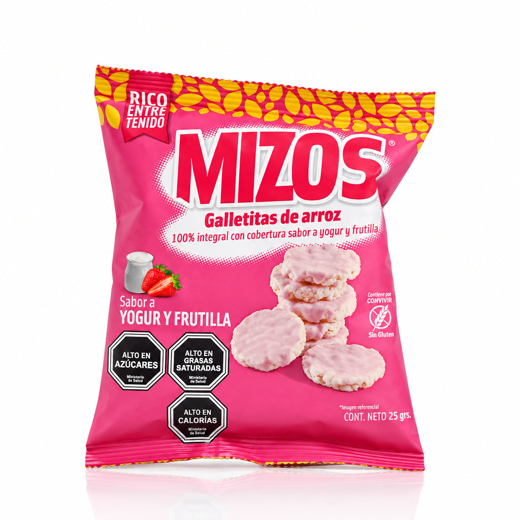 MIZOS GALLETA DE ARROZ SABOR YOGHURT Y FRUTILLA 25G