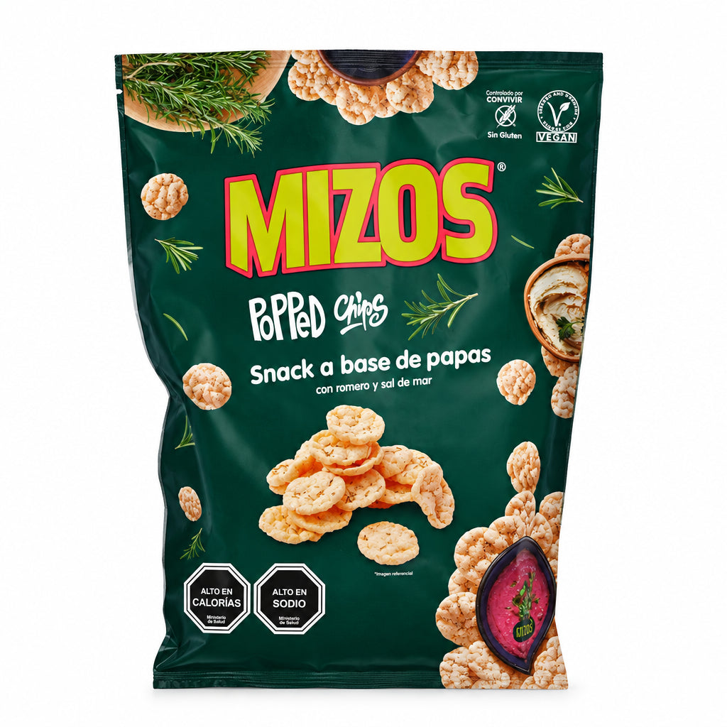 MIZOS POPPED CHIPS DE PAPA CON ROMERO 105G
