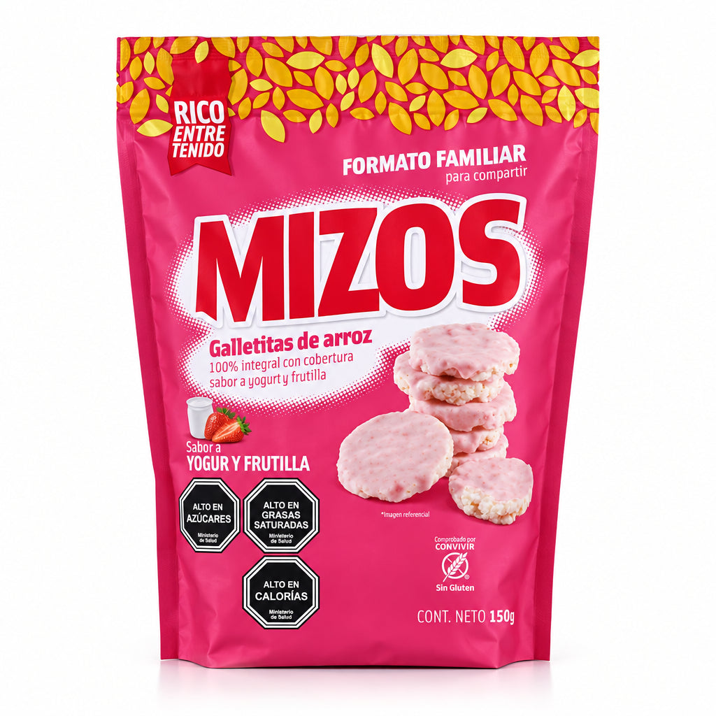 MIZOS GALLETA DE ARROZ SABOR YOGHURT Y FRUTILLA 150G