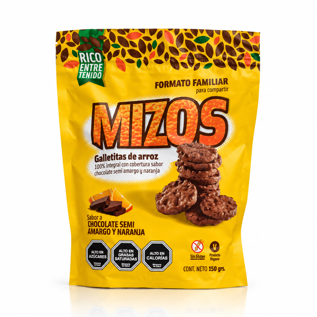 MIZOS GALLETAS DE ARROZ SABOR CHOCOLATE NARANJA 150G