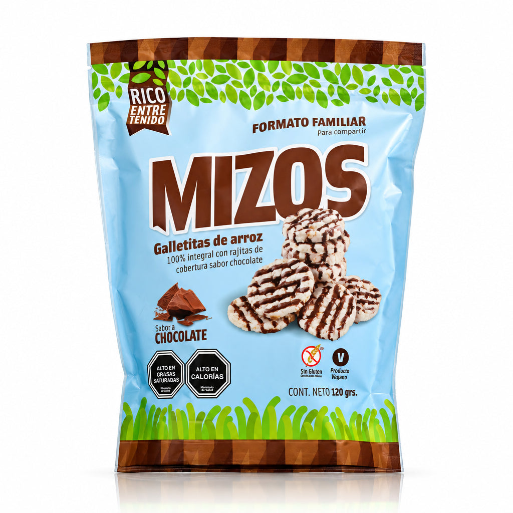 MIZOS GALLETAS DE ARROZ SABOR CHOCOLATE 120G