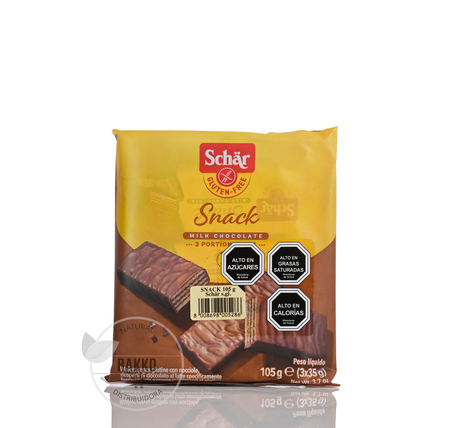 OBLEA DE CHOCOLATE RELLENA CON CREMA DE AVELLANAS SIN GLUTEN SCHAR 105g