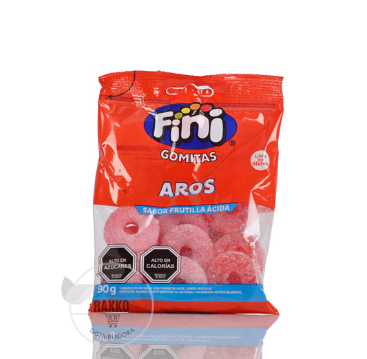GOMITAS AROS DE FRUTILLA ÁCIDA SIN GLUTEN FINI 90g