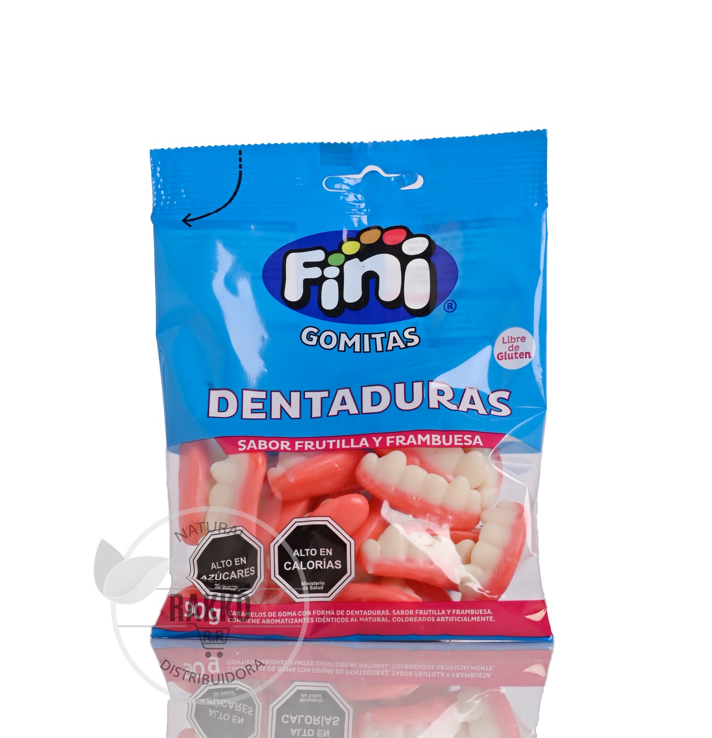 FINI GOMITAS DENTADURAS FRUTILLA Y FRAMBUESA SIN GLUTEN 80g