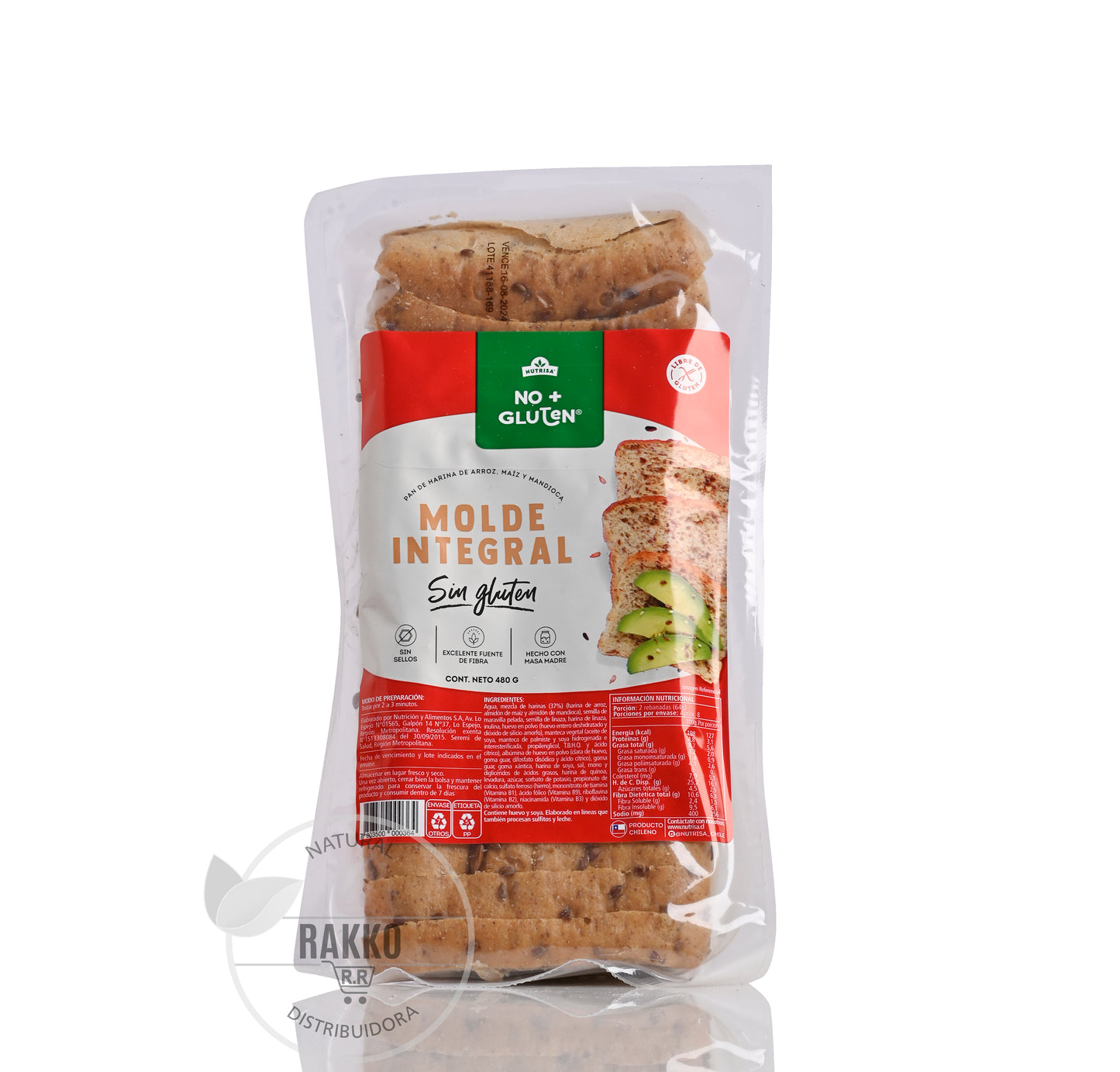PAN DE MOLDE INTEGRAL SIN GLUTEN NUTRISA 480g Liquidación 19.06.2026