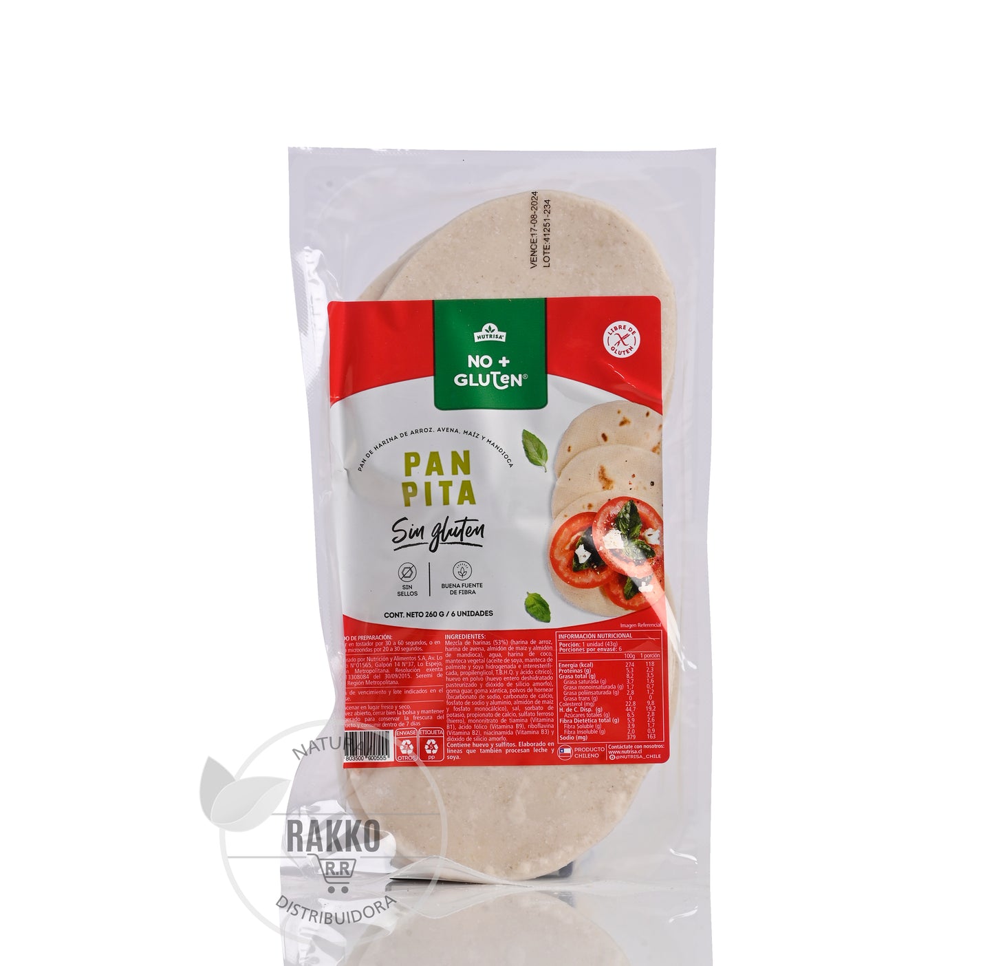 PAN PITA SIN GLUTEN NUTRISA 260g