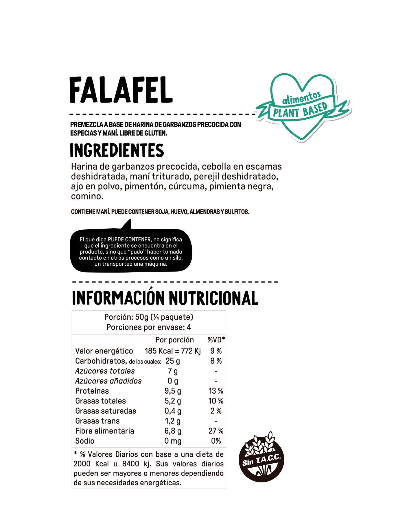 MOLÉ MEZCLA FALAFEL VEGANO SIN GLUTEN 200g vencimiento 03/12/2025
