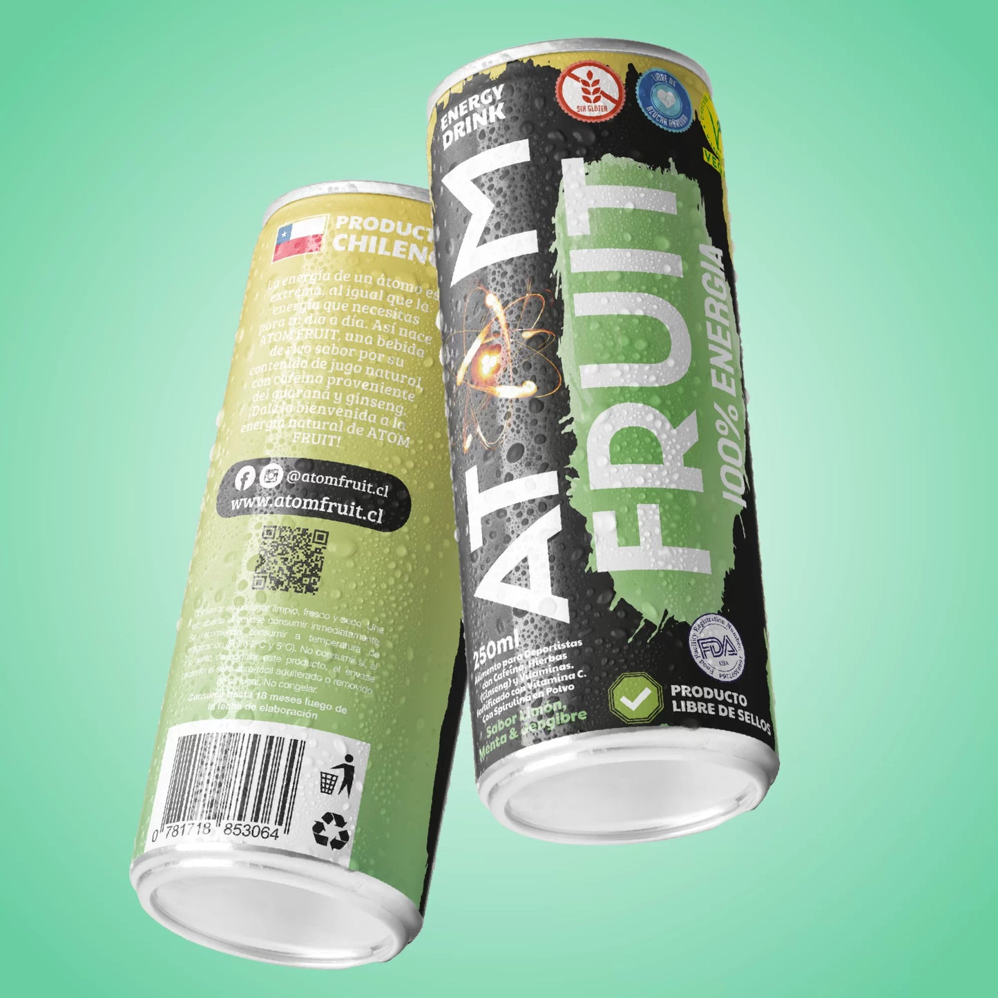 BEBIDA ENERGETICA LIMON, MENTA,GENGIBRE SIN GLUTEN Y VEGANA 250ML