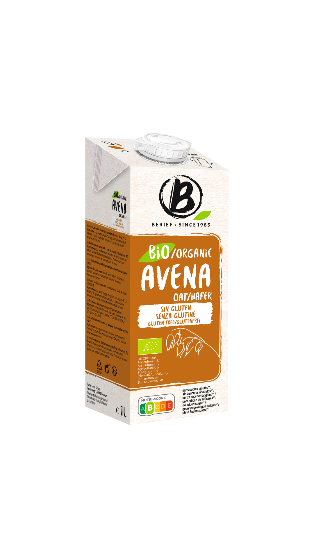 BEBIDA VEGETAL DE AVENA ORGANICA SIN AZUCAR SIN GLUTEN 1LT liquidacion 20/12/2025