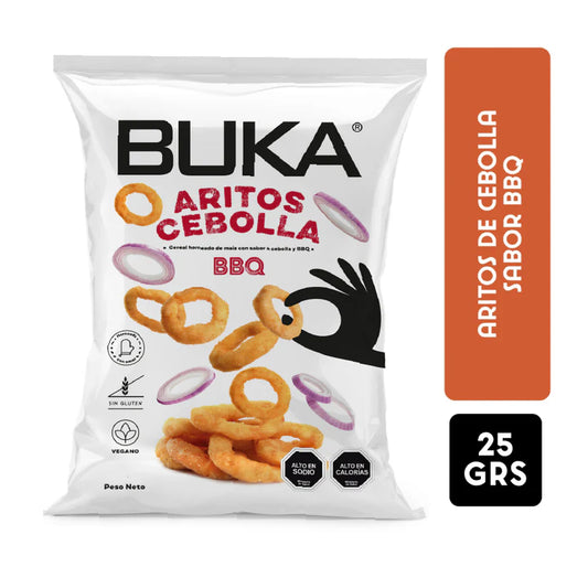 BUKA ARITOS DE CEBOLLA BBQ SIN GLUTEN VEGANO 25g