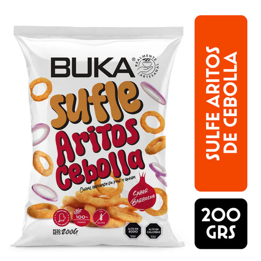 BUKA ARITOS DE CEBOLLA BBQ SIN GLUTEN VEGANO 200g