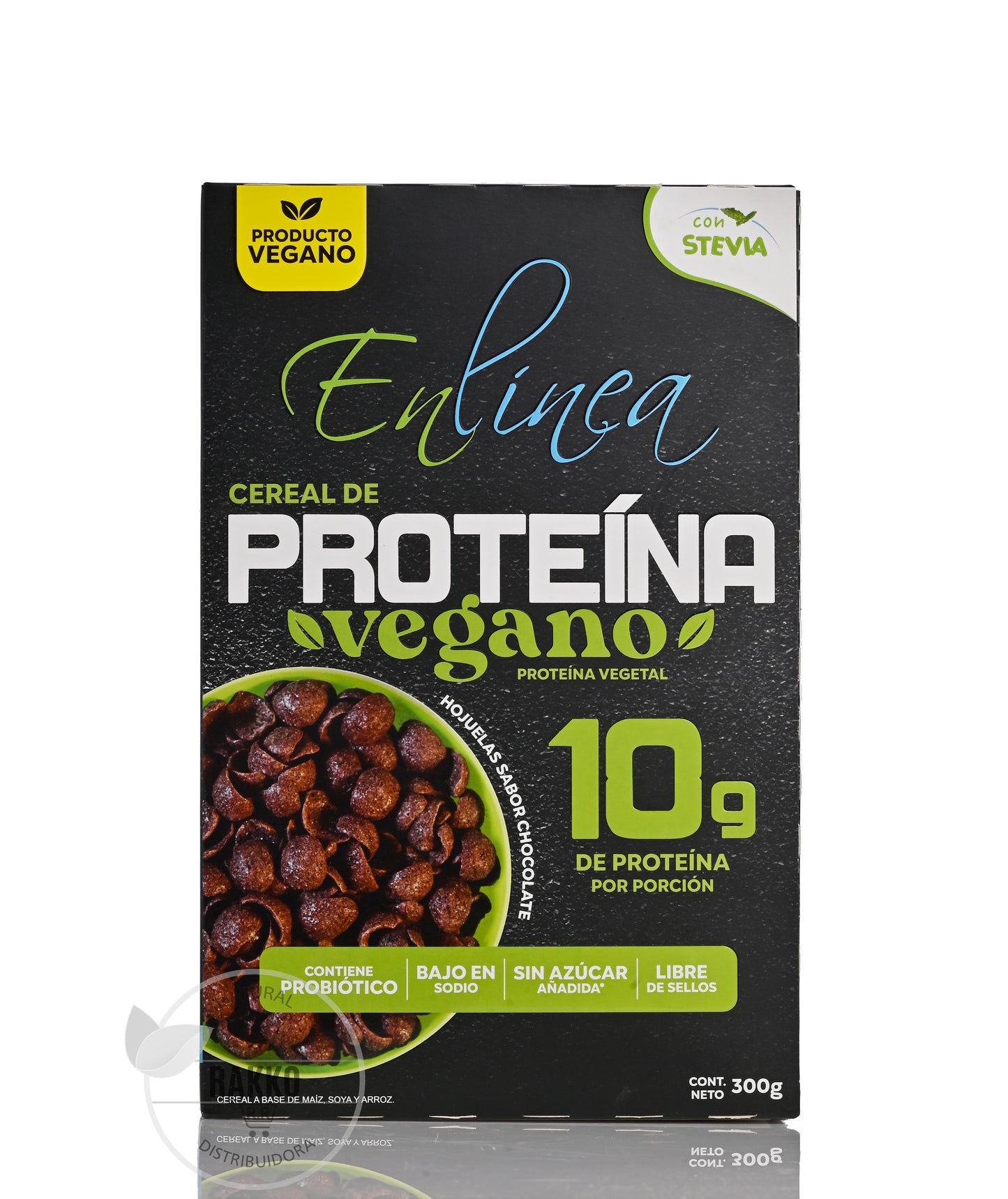 EN LINEA CEREAL DE PROTEINA HOJUELAS DE CHOCOLATE SIN AZUCAR 300g