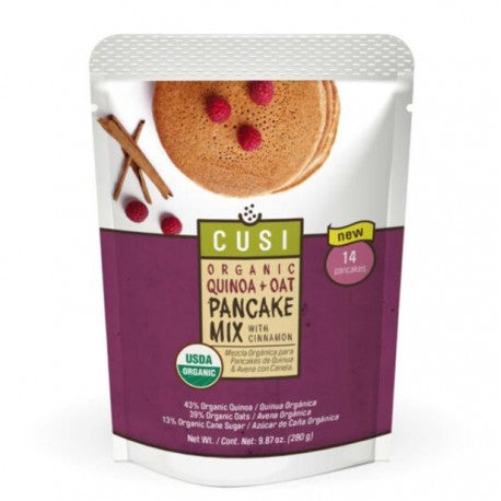 MEZCLA ORGANICA PARA PANQUEQUES QUINOA Y AVENA CON CANELA 280g (FV:30/12/2025)