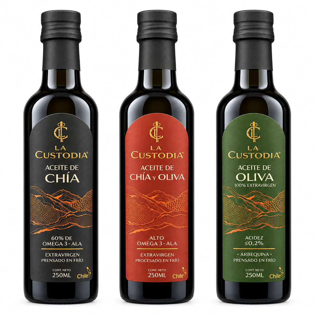 PACK LA CUSTODIA ACEITE DE OLIVA + CHIA + OLIVA/CHIA 250ML