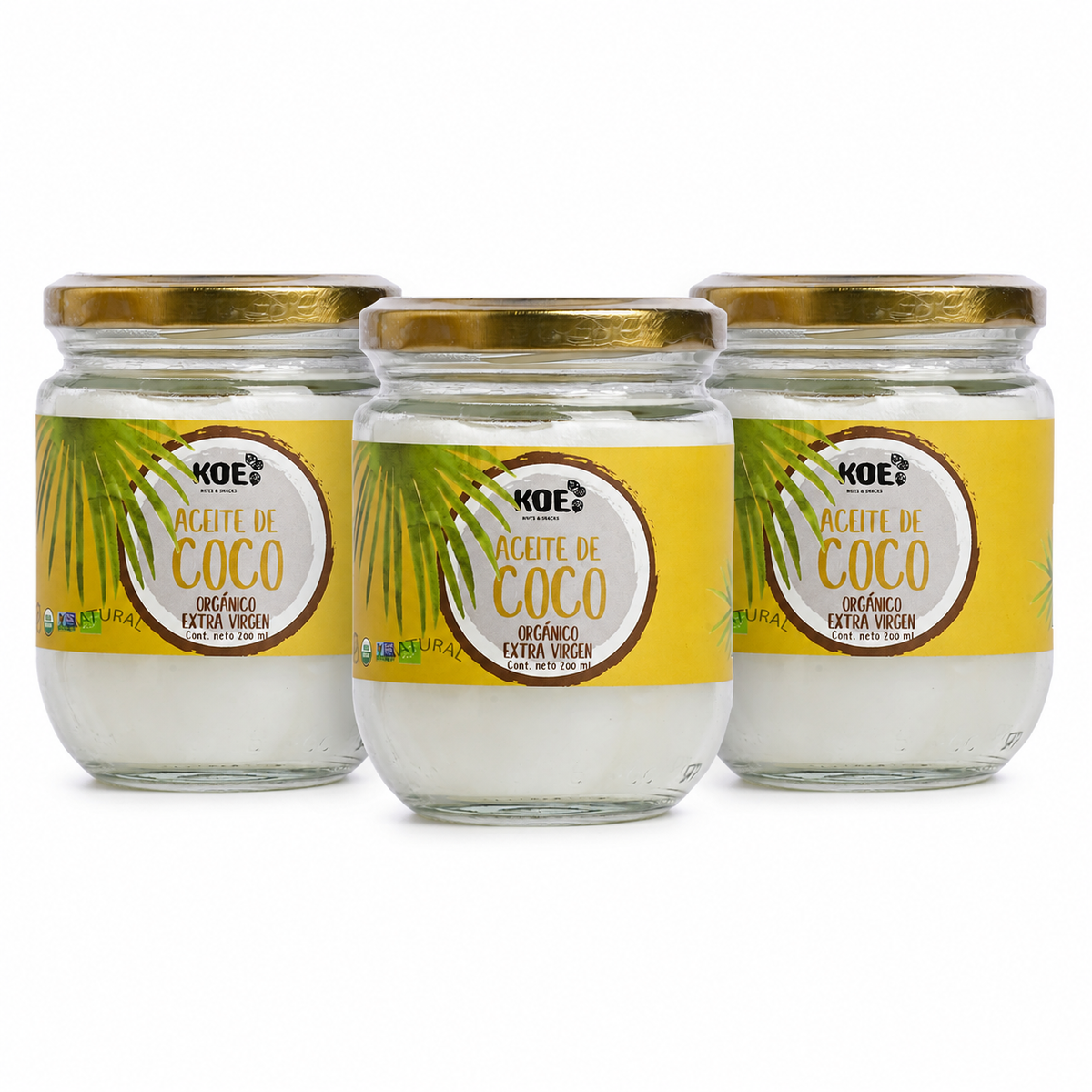 PACK KOE 3X ACEITE DE COCO ORGANICO EXTRAVIRGEN 200ML