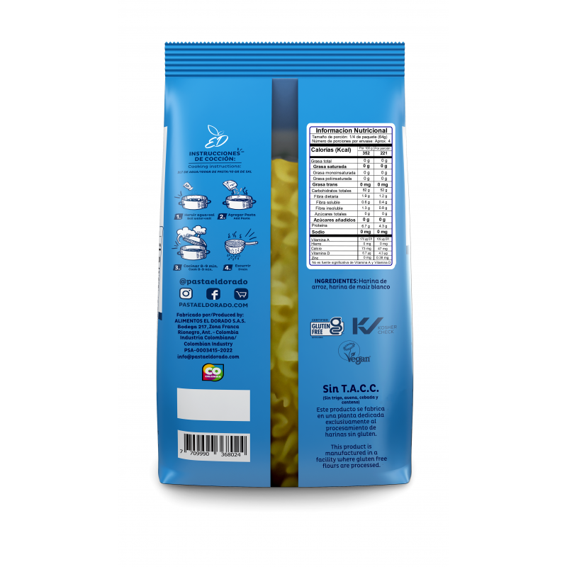 PASTA FUSILLI DE ARROZ SIN GLUTEN 250g
