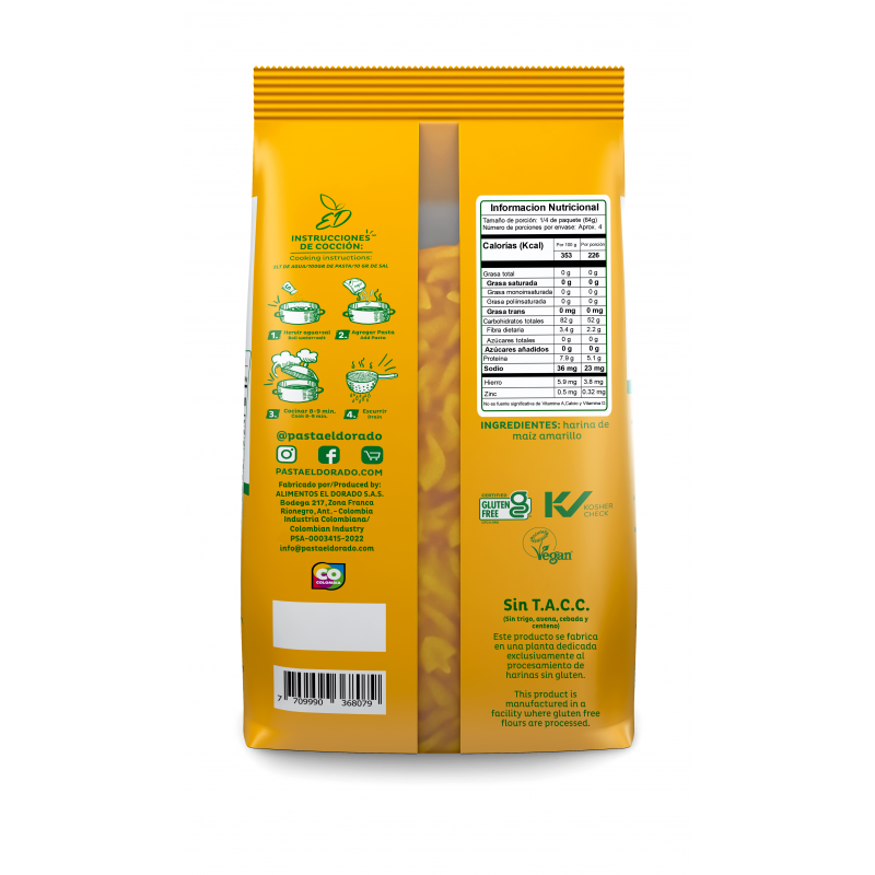 PASTA FUSILLI DE MAIZ SIN GLUTEN 250g