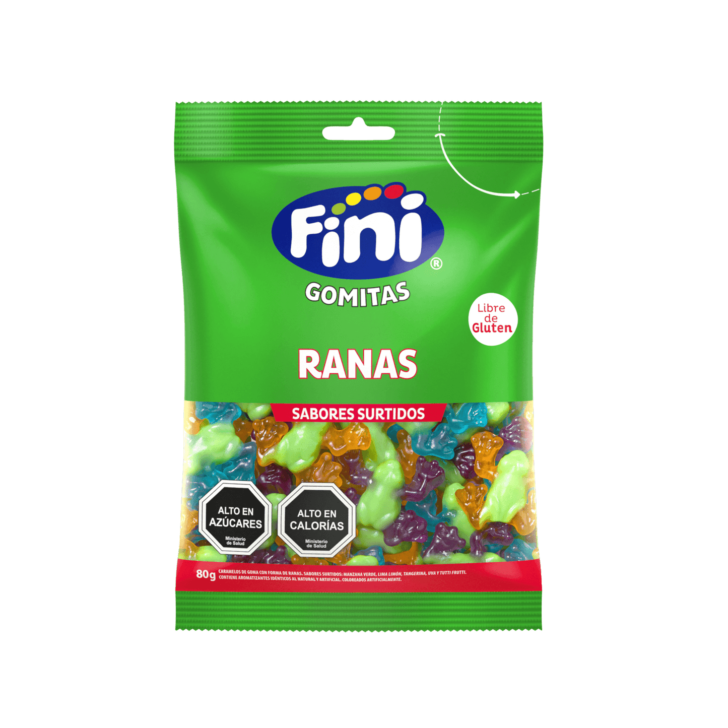 FINI GOMITAS RANAS SABORES SURTIDOS SIN GLUTEN 80g