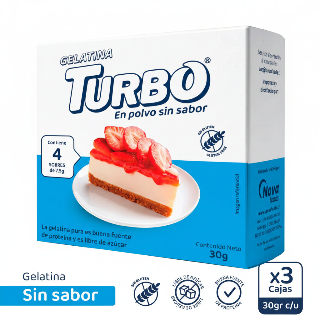 TURBO ZERO AZUCAR GELATINA SIN SABOR SIN GLUTEN 30g