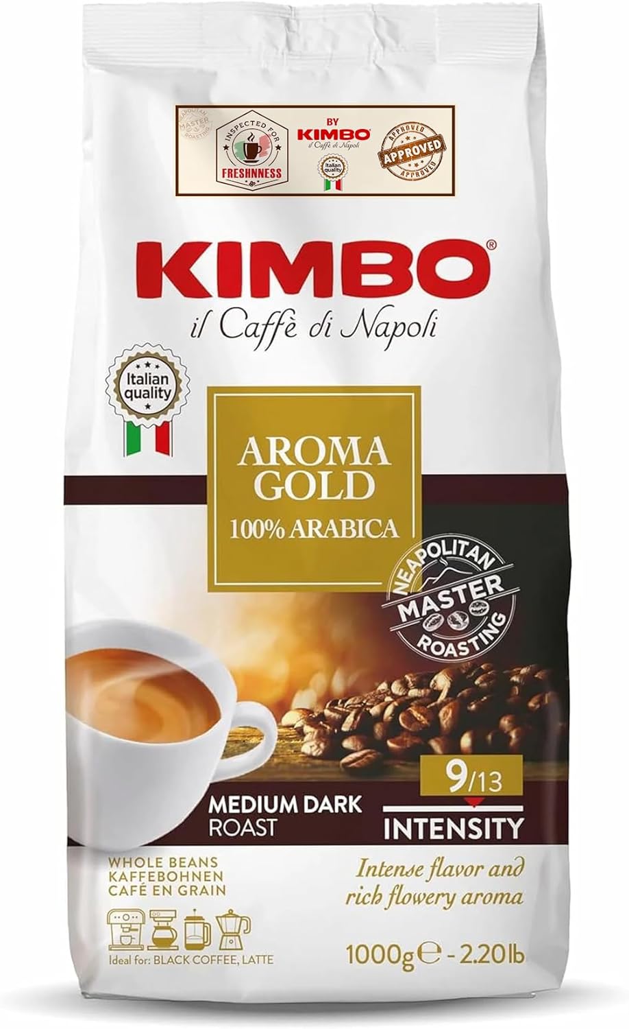 KIMBO GRANO GOLD AROMA 100% ARABICA 1KL