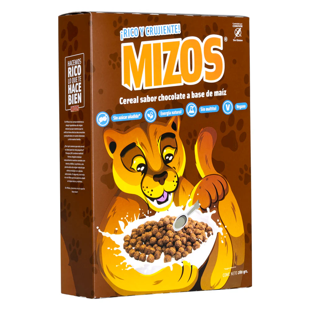 CEREAL DE MAIZ SABOR CHOCOLATE SIN GLUTEN VEGANO 280g vencimiento 19/05/2026