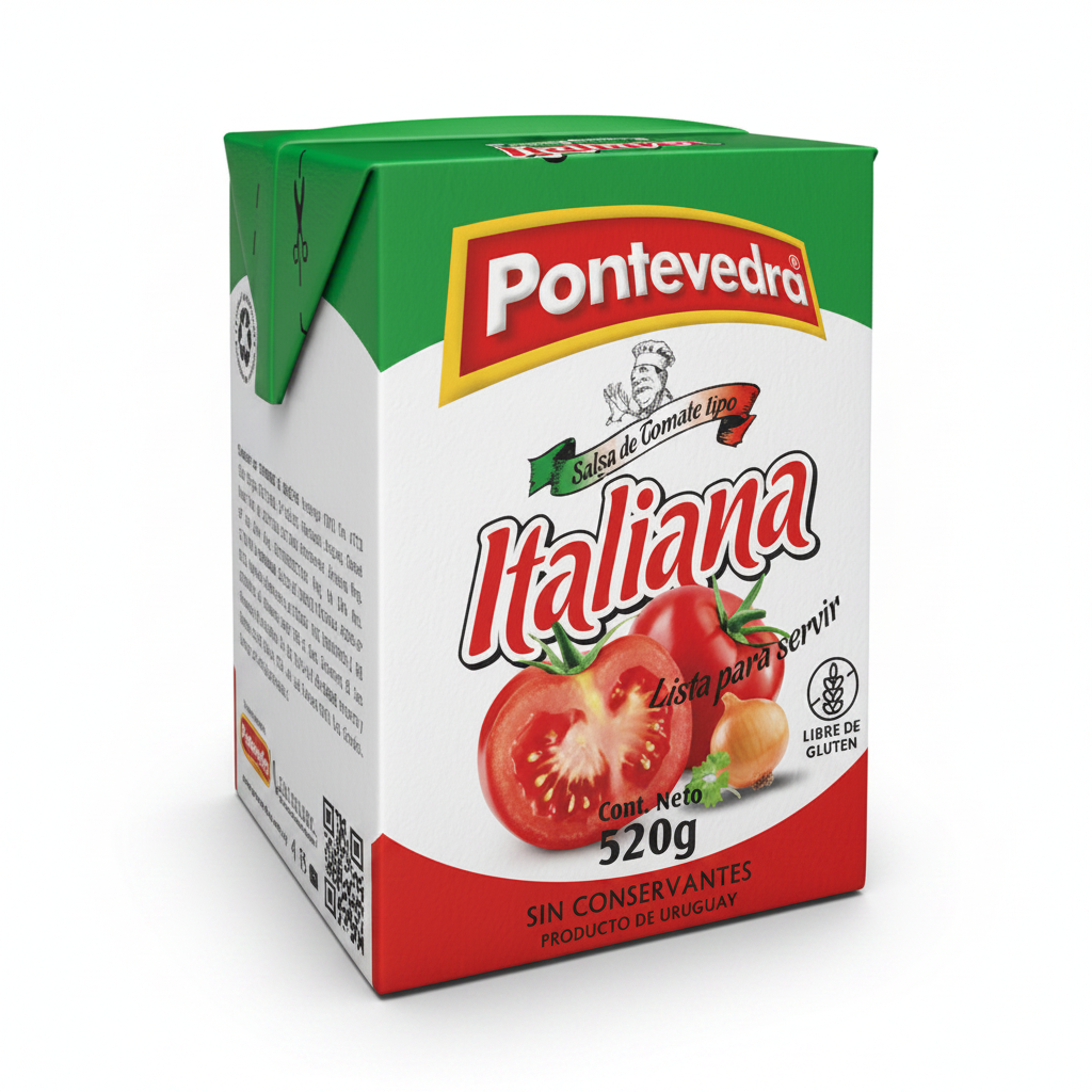 SALSA DE TOMATE ITALIANA SIN GLUTEN PONTEVEDRA 520GR