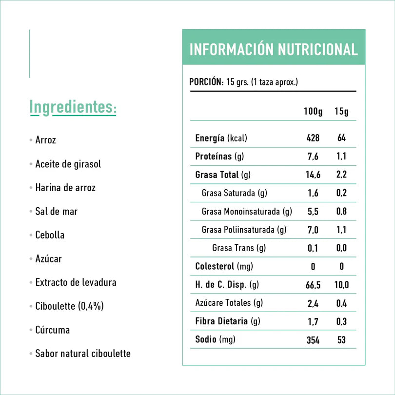 TIKA MINI RICE CREAM CIBOULETTE VEGANA SIN GLUTEN 15gr