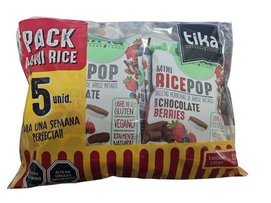 TIKA PACK COLACIONES CHOCOLATE BERRIES VEGANO SIN GLUTEN  22gr x 5 unidades