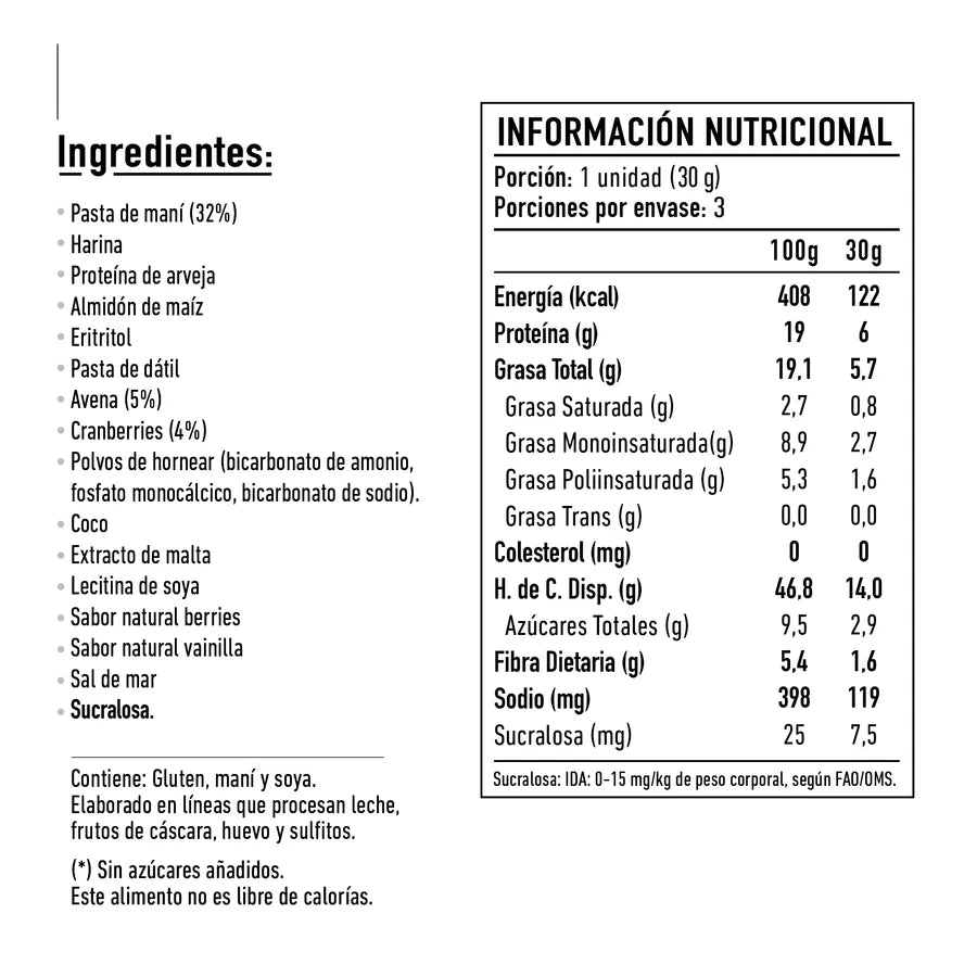 TIKA PROTEIN KOOKI CRANBERRY & MANI 90GR PACK 3 GALLETONES liquidacion 17/04/2026