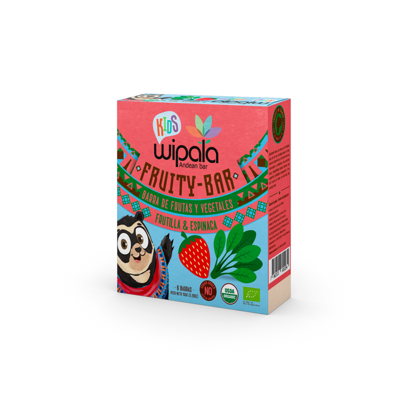 BARRAS ORGANICAS FRUTILLA Y ESPINACA SIN GLUTEN PACK 6un