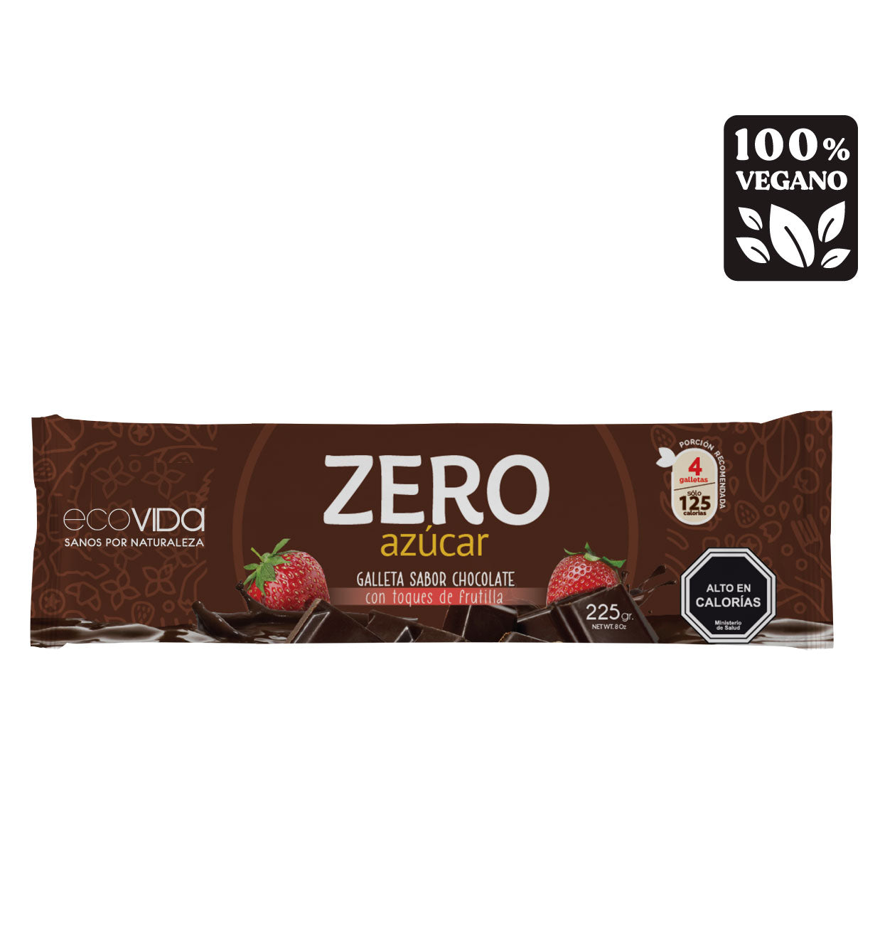ECOVIDA ZERO CHOCOLATE FRUTILLA SIN AZUCAR 225g