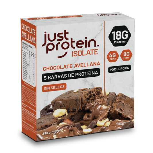 BARRA DE PROTEINA JUST PROTEIN SABOR CHOCOLATE  AVELLANA display 5un