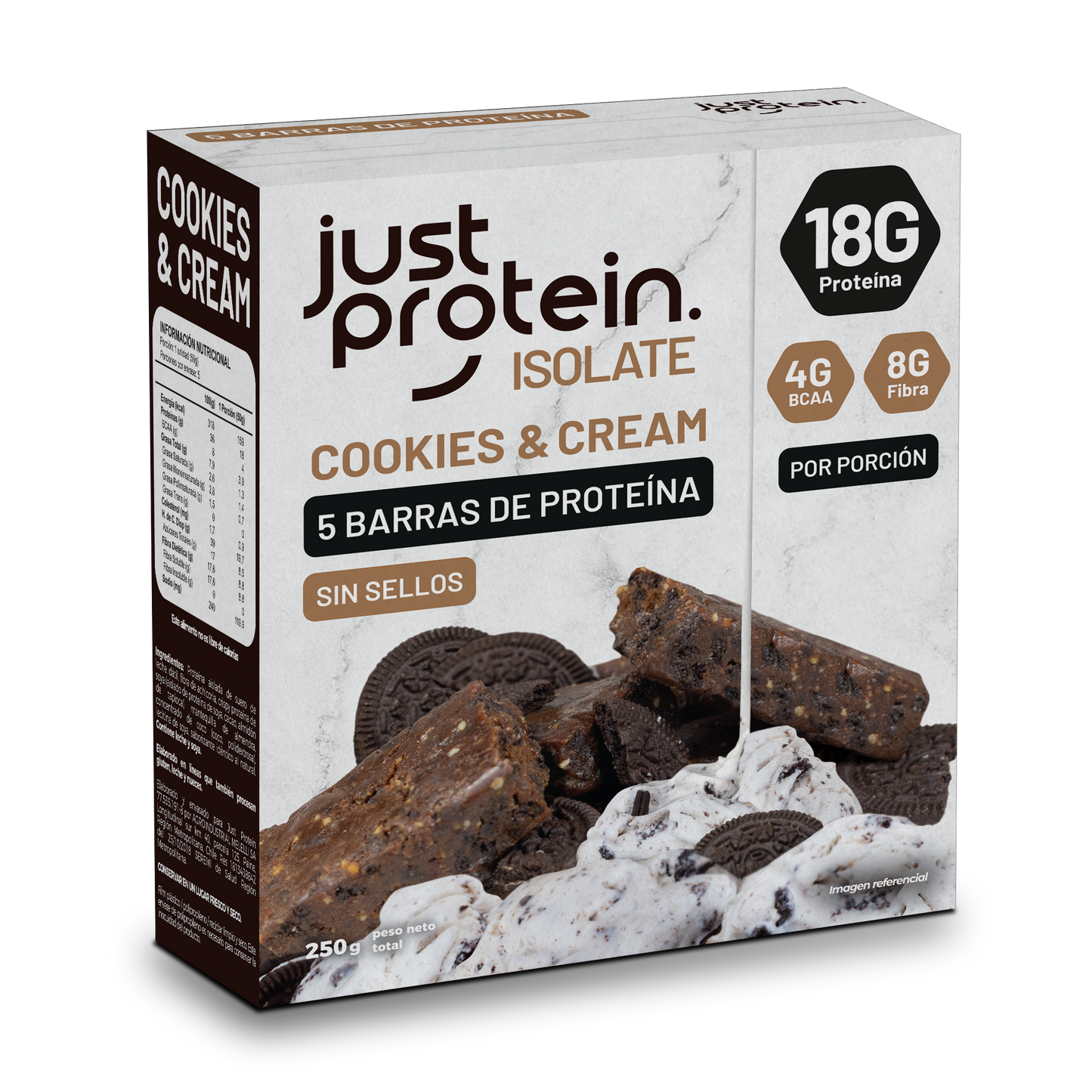 BARRA DE PROTEINA JUST PROTEIN SABOR COOKIES AND CREAM display 5un