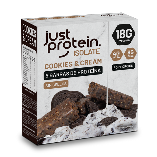 BARRA DE PROTEINA JUST PROTEIN SABOR COOKIES AND CREAM display 5un