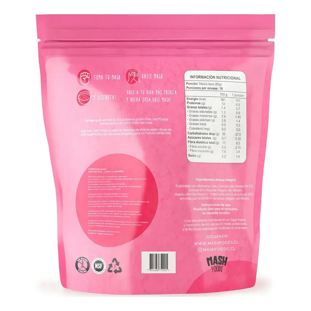 MASH AVENA INTEGRAL SIN GLUTEN 800GR