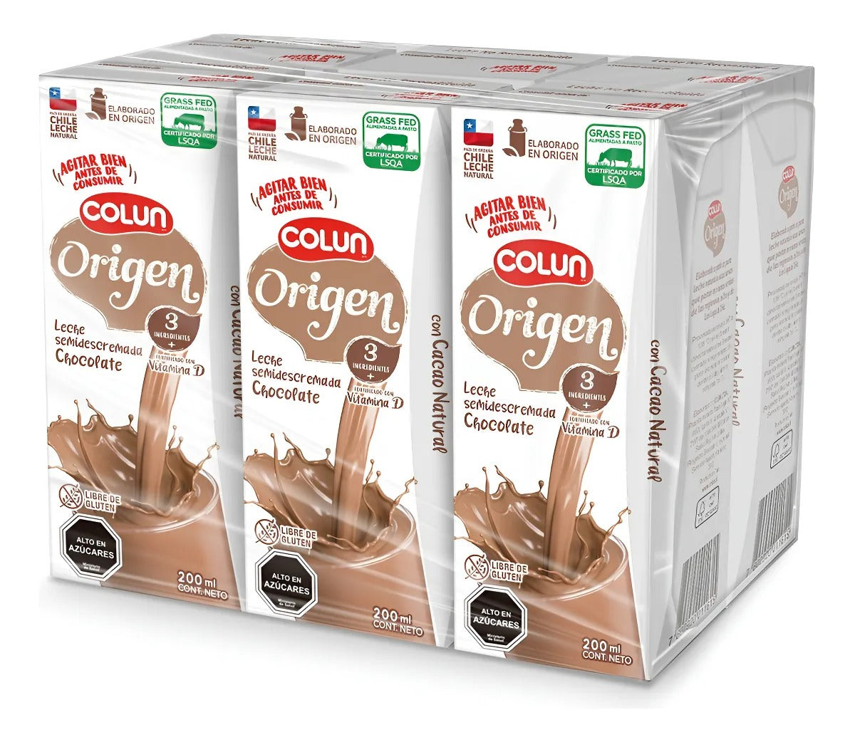 COLUN LECHE CHOCOLATE ORIGEN BOMBILLIN PACK 6UN SIN GLUTEN