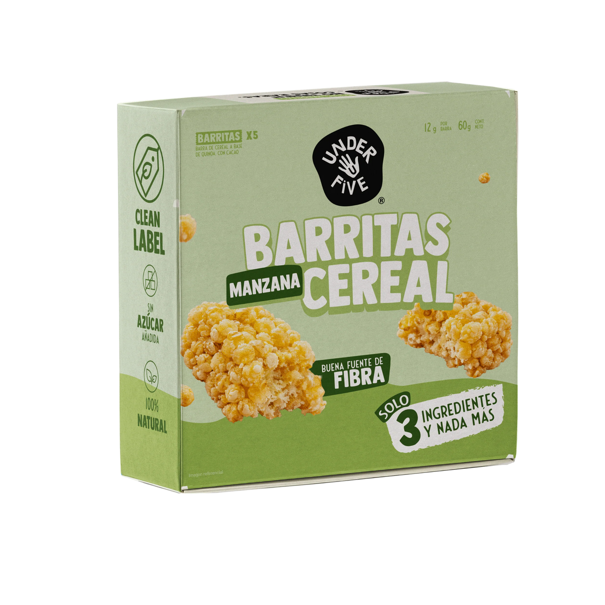 UNDERFIVE BARRA DE CEREAL MANZANA 5UN 60GR