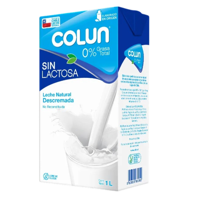COLUN LECHE DESCREMADA SIN LACTOSA 1LT SIN GLUTEN
