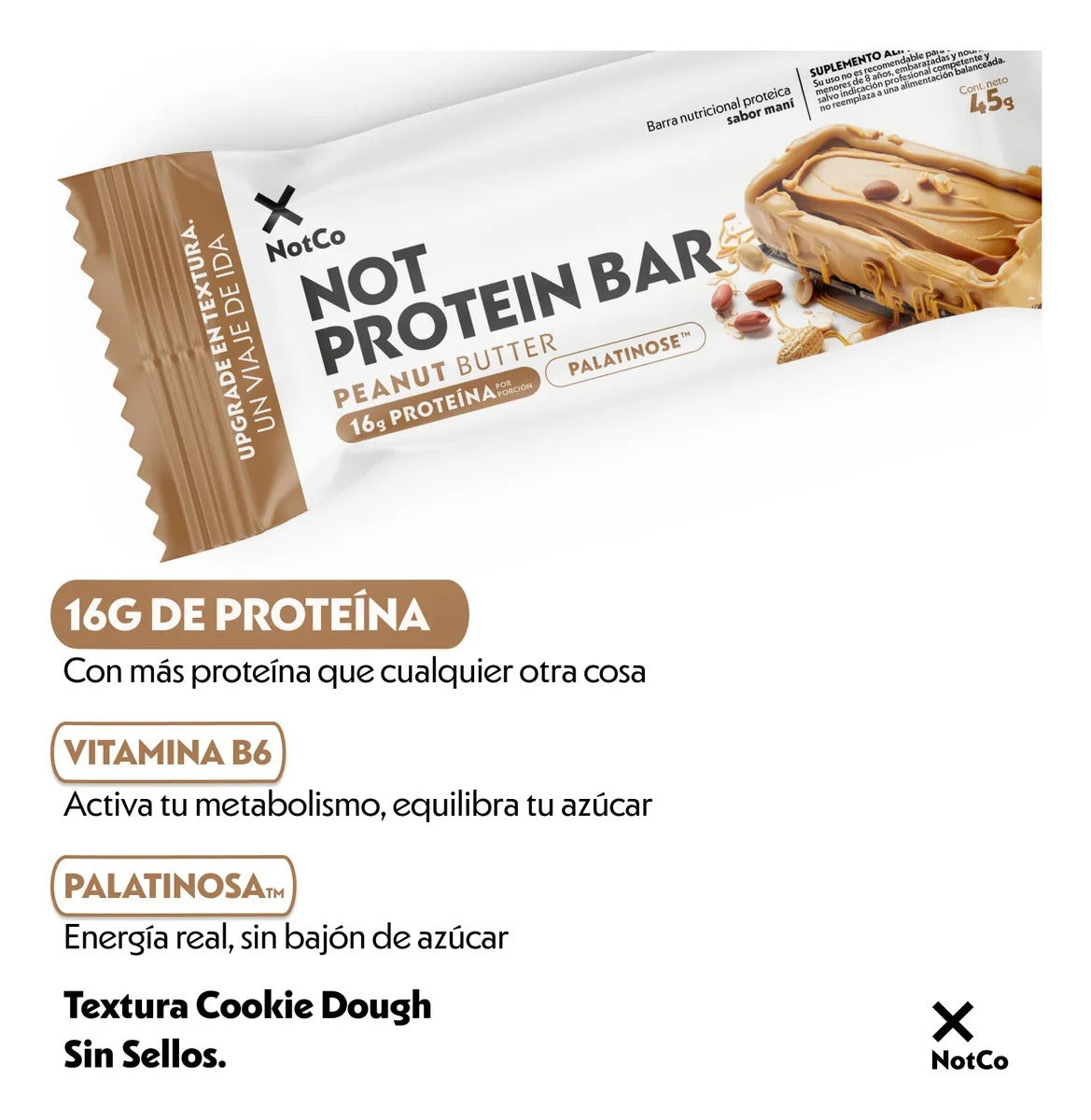 NOT PROTEIN BAR MANTEQUILLA DE MANI 45G PACK 5UN