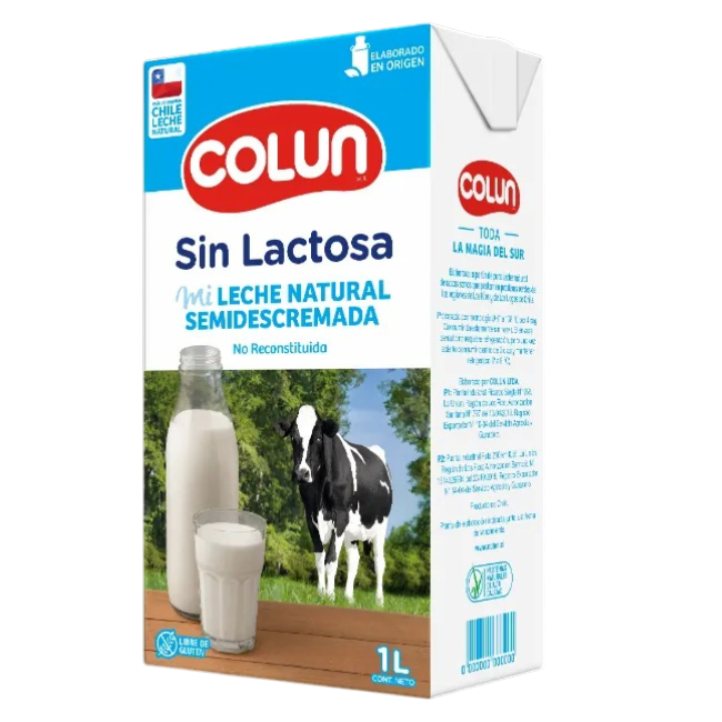 COLUN LECHE SEMIDESCREMADA SIN LACTOSA 1LT SIN GLUTEN