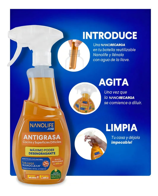 NANOLIFE RECARGA LIMPIADOR ANTIGRASA 600ML