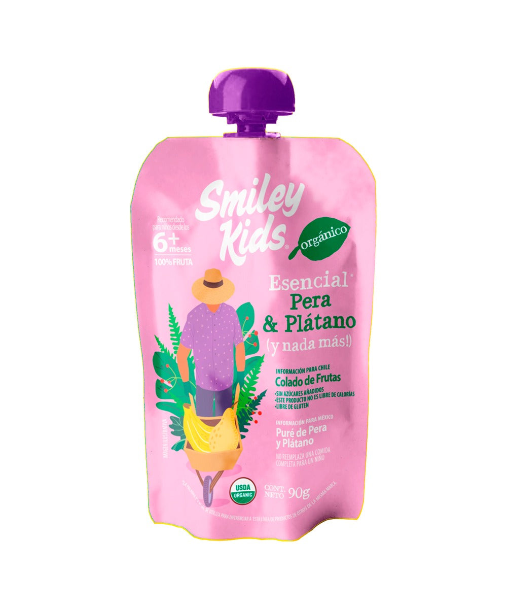 SMILEY KIDS COMPOTA ORGANICA PERA PLATANO 90GR