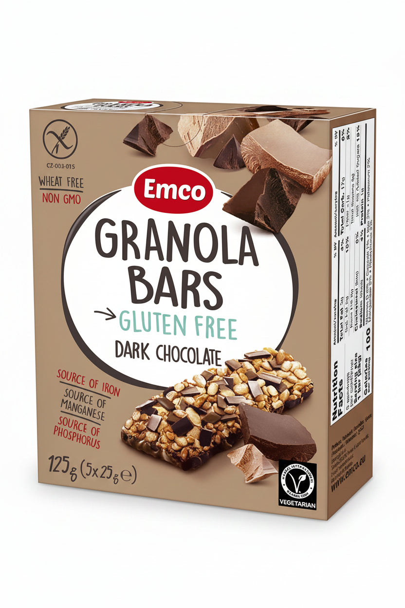 EMCO BARRAS DE GRANOLA CHOCOLATE DARK SIN GLUTEN 5x25g