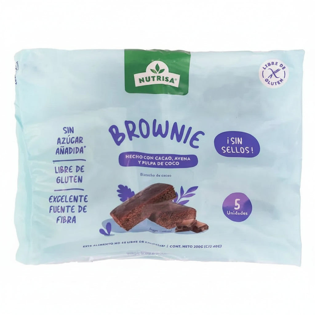 NUTRISA BROWNIE SIN GLUTEN Y SIN AZUCAR AÑADIDA 5UN 200G