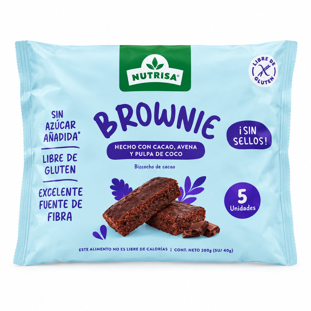 NUTRISA BROWNIE SIN GLUTEN Y SIN AZUCAR AÑADIDA 5UN 200G
