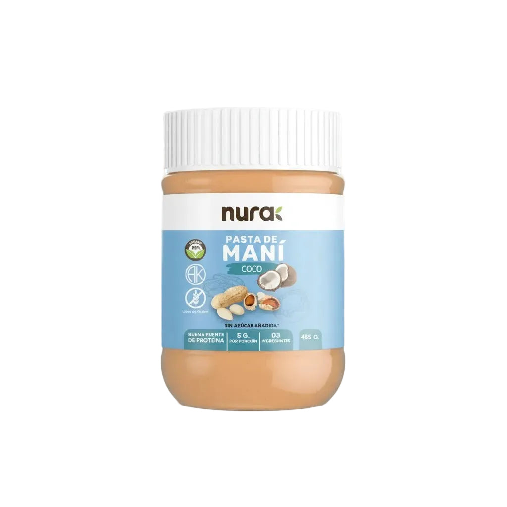NURA MANTEQUILLA DE MANI CON COCO SIN GLUTEN 485g