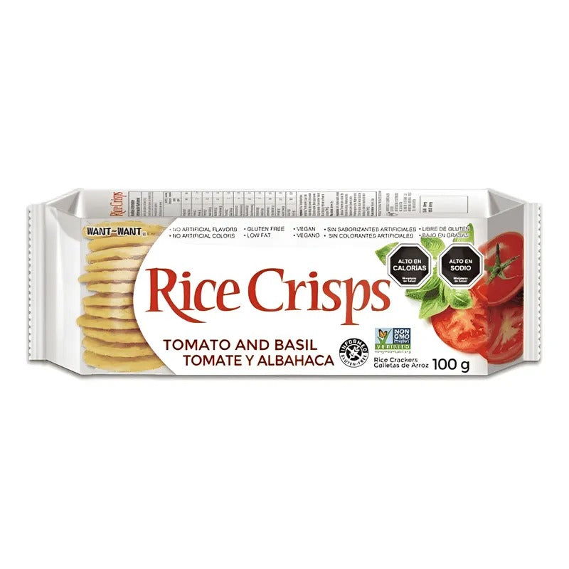 GALLETA RICE CRISPS SIN GLUTEN TOMATE ALBAHACA 100g