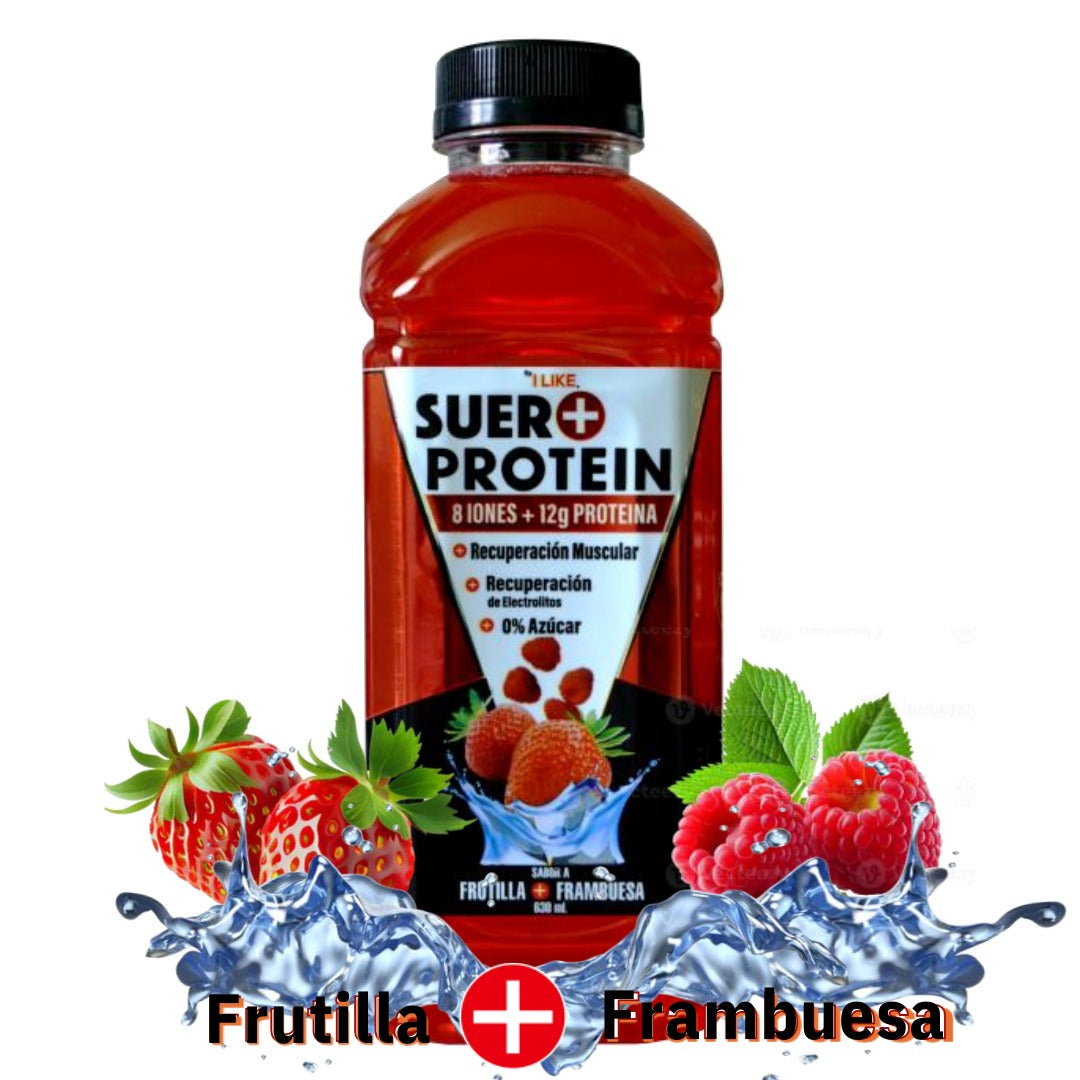 Bebida Hidratante Suero Frutilla Frambuesa 8 Iones + 12g Proteína 630ml